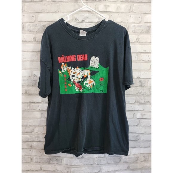 Vintage Graphic T-shirt Robo Bears The Walking Dead Size XL Gildan Graveyard - Picture 6 of 9
